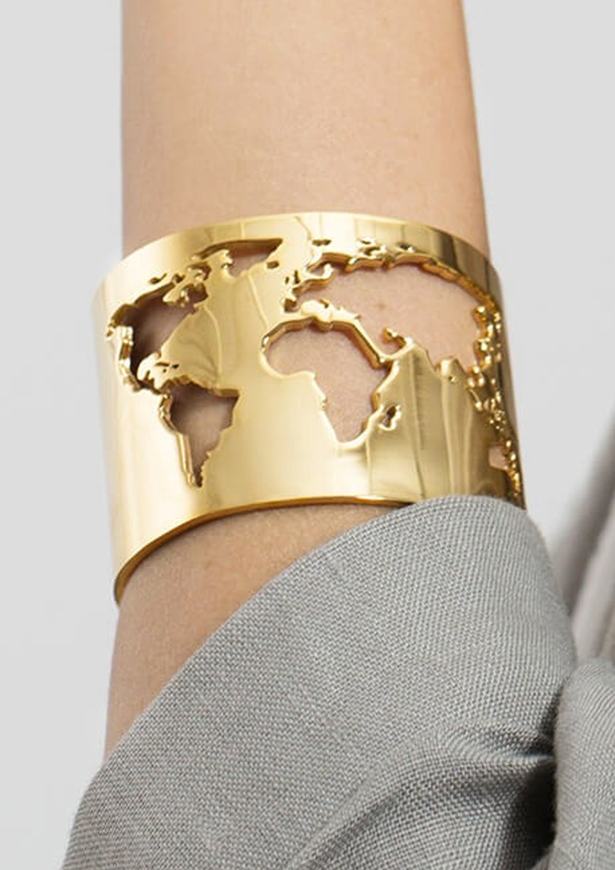 WORLD MAP CUFF - GOLD