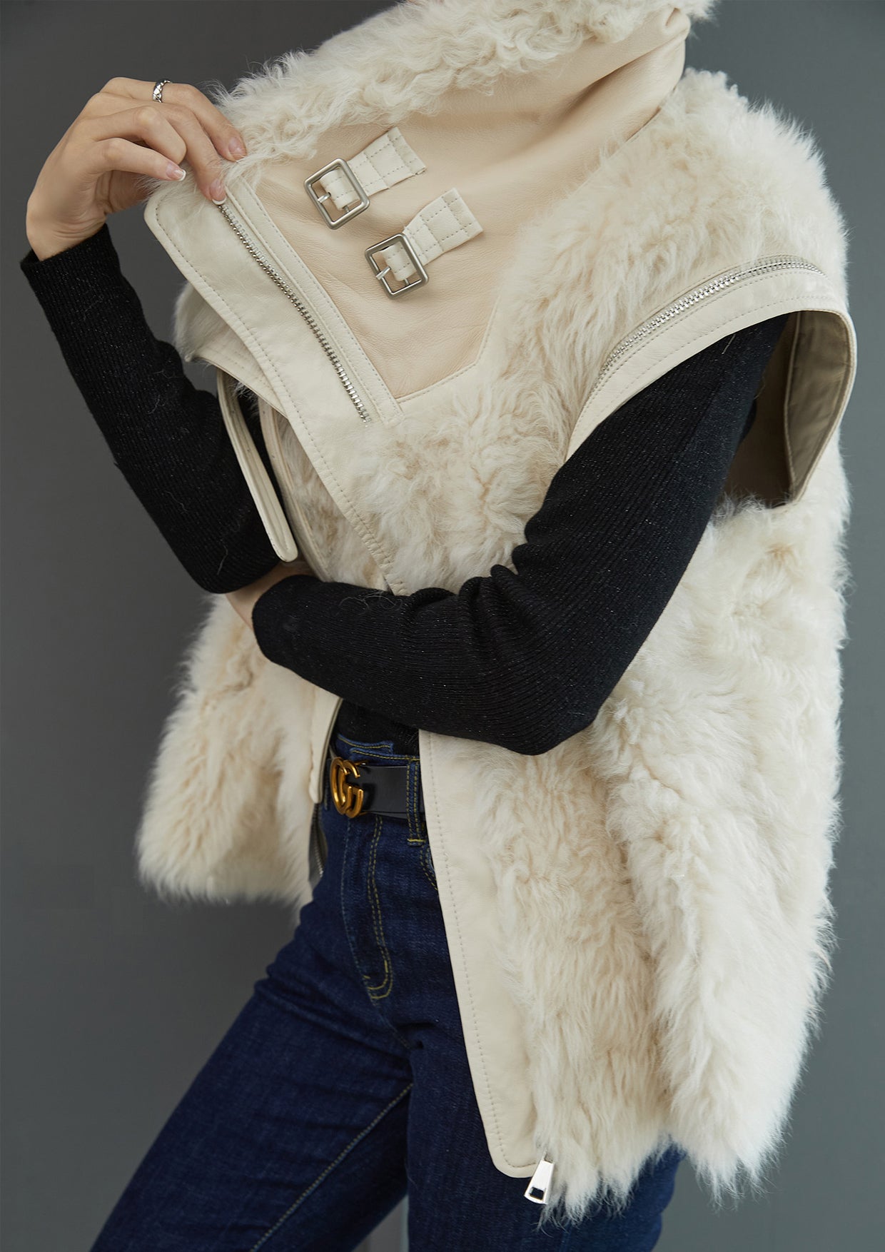 Long hot sale shearling gilet