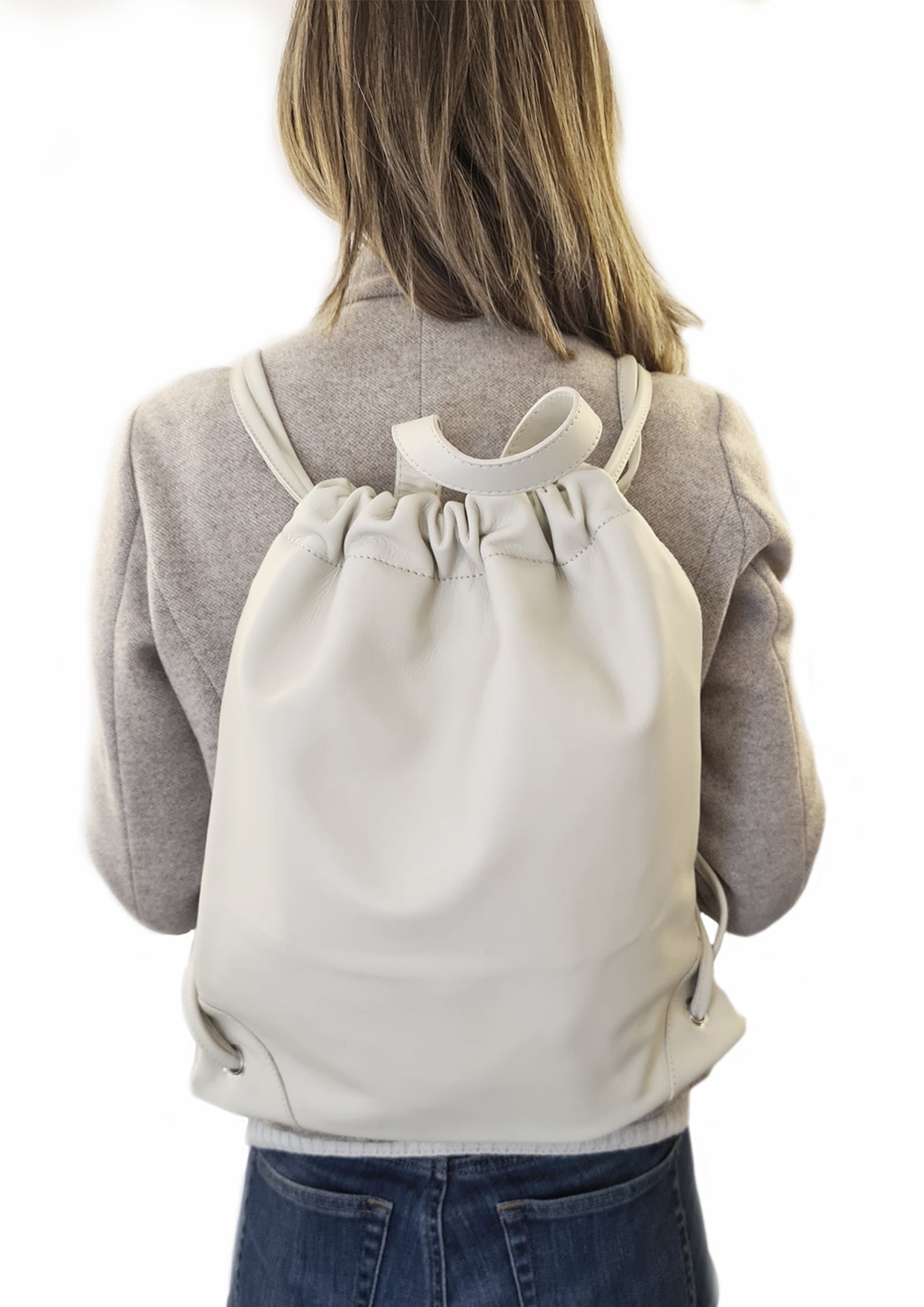 LEATHER BACKPACK IVORY